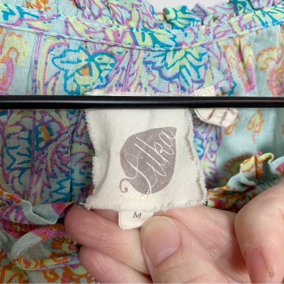 Anthro Lilka Sweetest Dream Tie Neck Printed Top - Picture 4 of 9